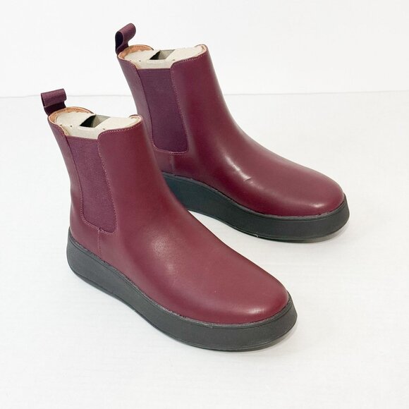 FitFlop NWB Sz 8 F-Mode Plummy Leather Flatform Chelsea Bootie - Picture 7 of 11